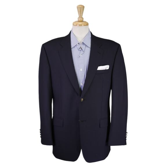 Ralph Lauren Mens Navy Blue Gold Metal Buttons 2-Btn Wool Blazer Jacket 41R 40R